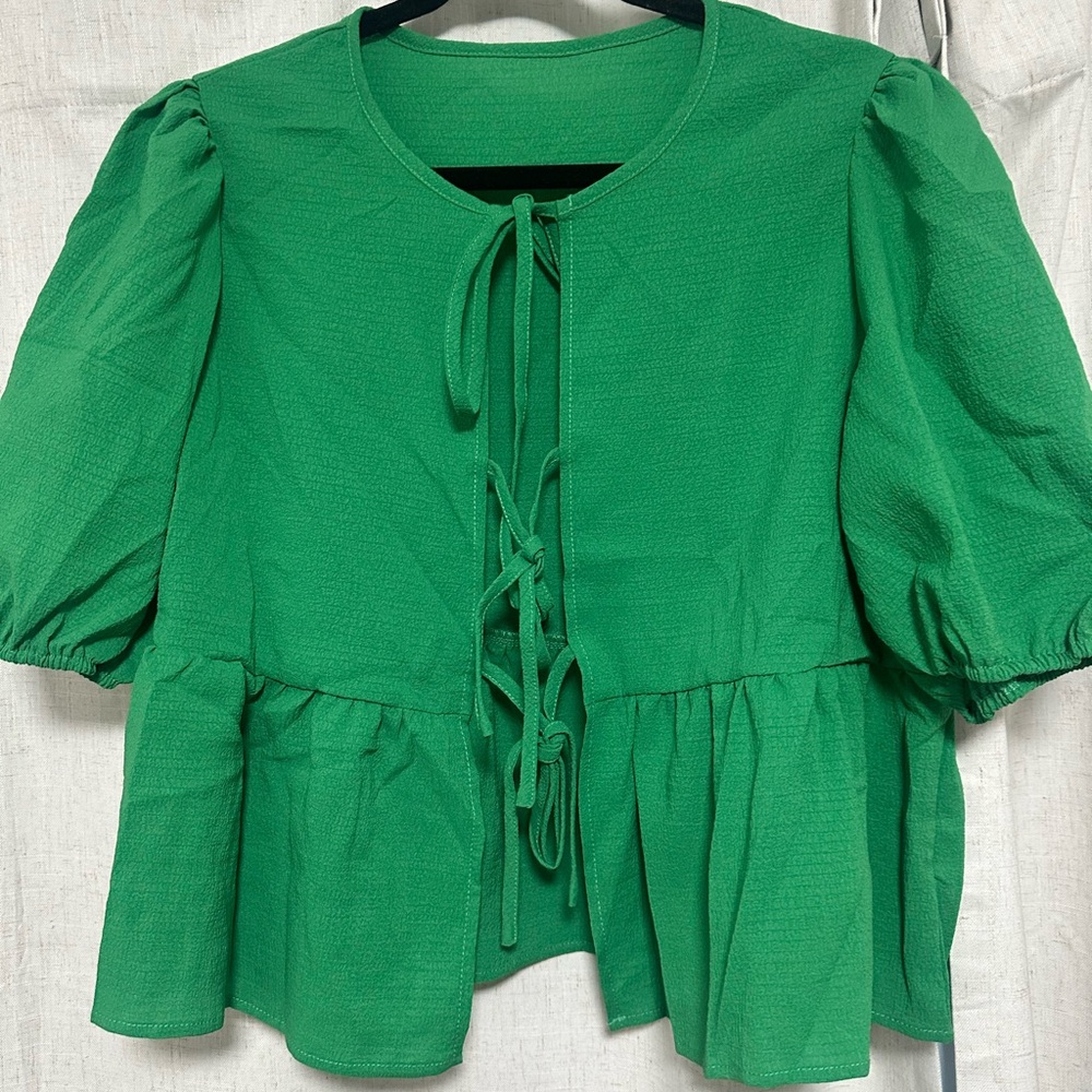 Green Puff Sleeve Top